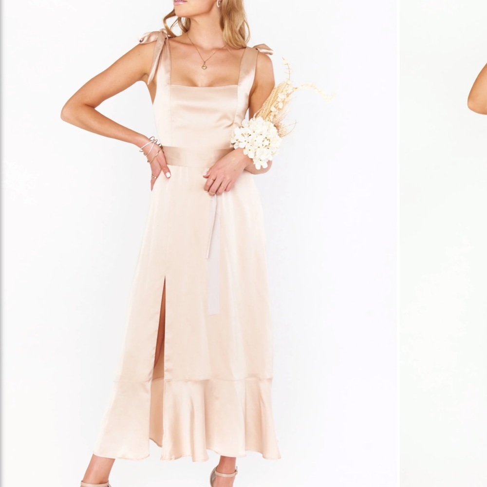 Show me your Mumu Claire Midi Dress in Champagne